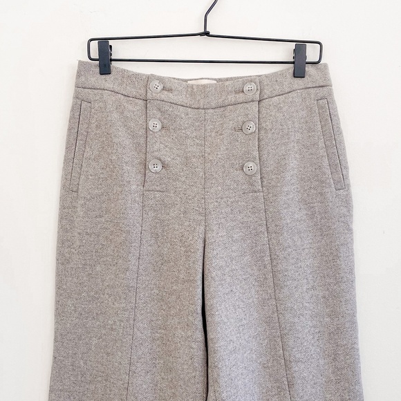 Sézane Francesca Trousers Chevron Ecru Taupe 8 (FR 40) - Picture 4 of 11